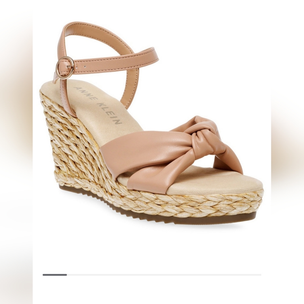 New Anne Klein Wheatley Ankle Strap Espadrille Wedge Sandals